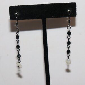 🖤 Gunmetal & Mother of Pearl Dangle Earrings · 2" · Natural Stone 🤍